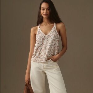 Tony Gwen Sequin V-Neck Tank Top in Blush Cream - Brand: Anthropology